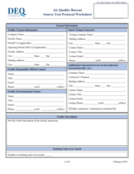 Source Test Protocol Worksheet - Montana