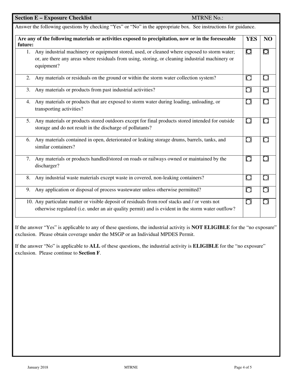 Form MTR-NE Industrial No Exposure Certification Form Mtrne0000 - Montana, Page 4