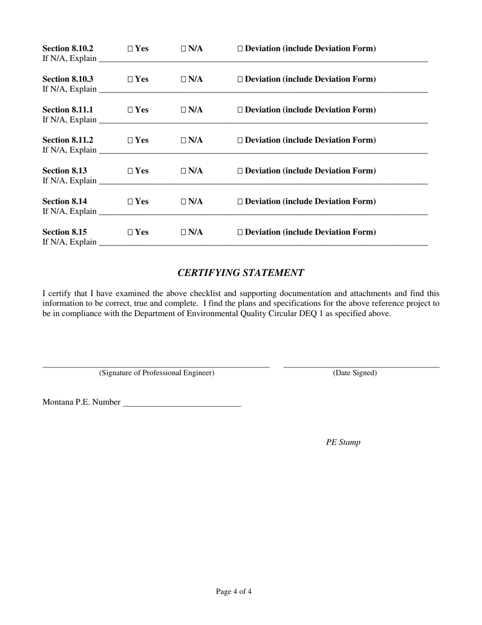 Water Main Extension and Replacement Certified Checklist - Montana, Page 6