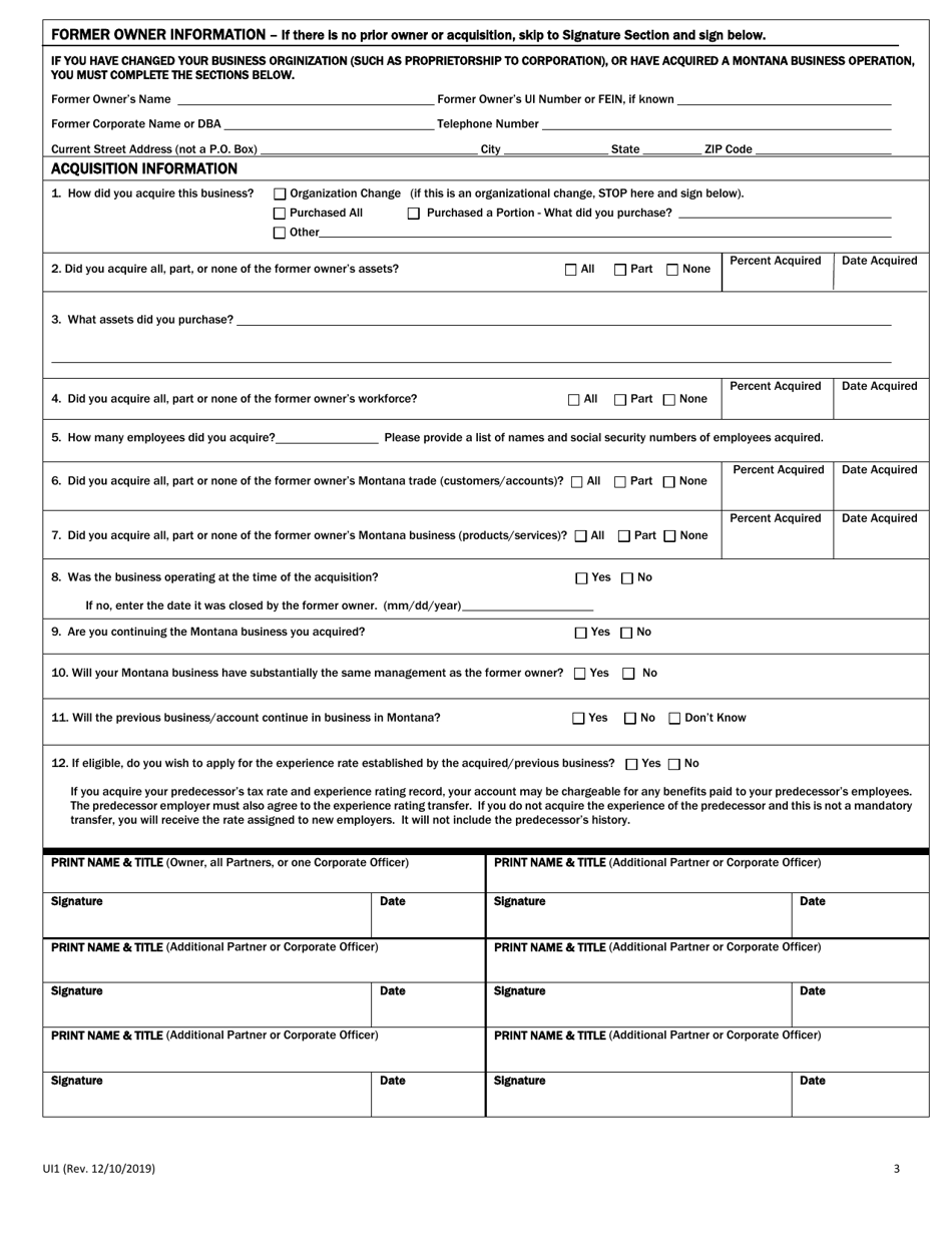 Form UI1 Montana Unemployment Insurance Employer Registration - Montana, Page 3