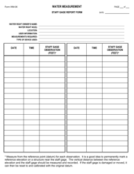 Form WM-06 &quot;Staff Gage Report Form&quot; - Montana
