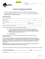 Document preview: Form AB-27 Property on-Site Review Authorization - Montana