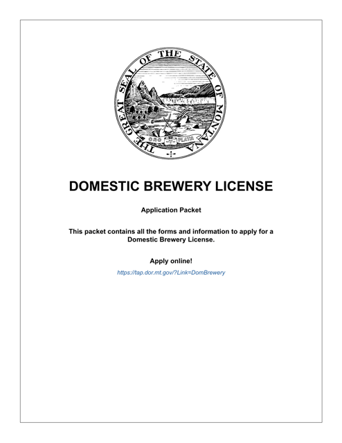 Form DBLA Domestic Brewery License - Montana