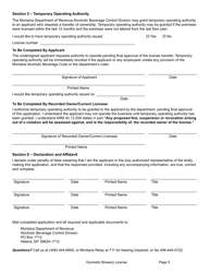 Form DBLA Domestic Brewery License - Montana, Page 11