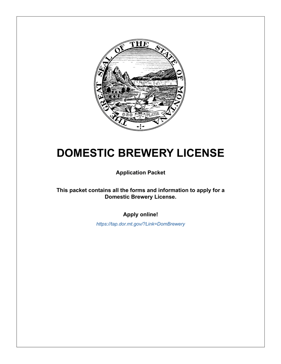 Form DBLA Domestic Brewery License - Montana, Page 1