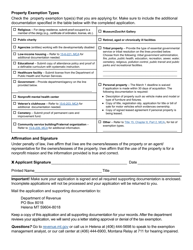 Property Tax Exemption Application - Montana, Page 2