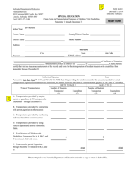 Form NDE06-015 &quot;Claim Form for Transportation Expenses of Children With Disabilities&quot; - Nebraska