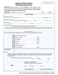 Document preview: Judicial Office Holder's Retention Application - Nebraska