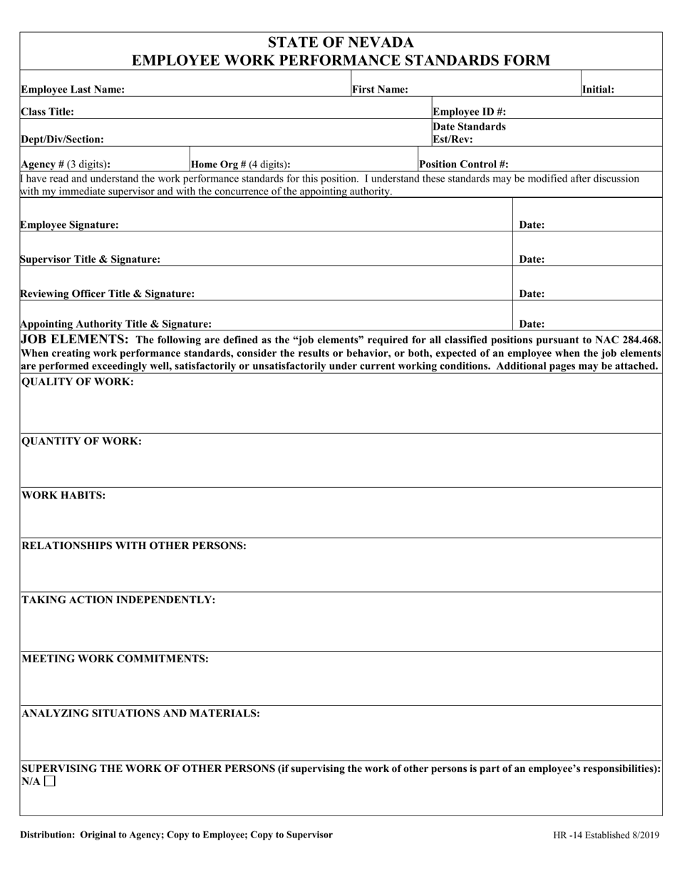 Form HR14 Fill Out, Sign Online and Download Fillable PDF, Nevada Templateroller