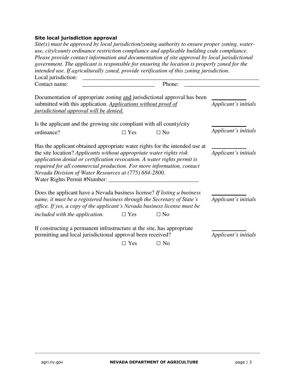 Hemp Grower Application - Nevada, Page 3