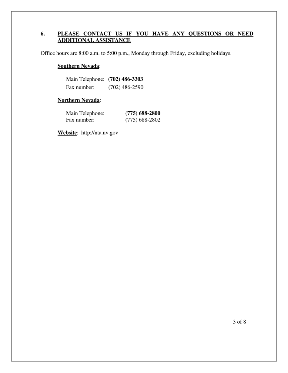 Application for a Certificate to Provide Intrastate Charter Service by Bus - Nevada, Page 3