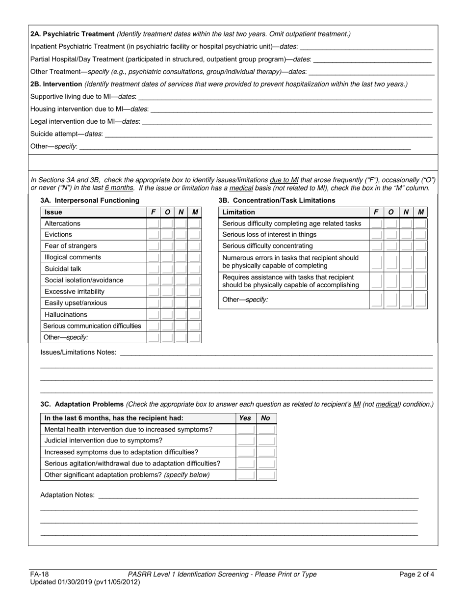 Form FA-18 - Fill Out, Sign Online and Download Fillable PDF, Nevada ...