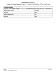 Form FA-94 Nevada Medicaid Hospice Program Physician Certification of Terminal Illness - Nevada, Page 2