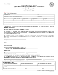 Form 5308LGS &quot;Application for Temporary Appraiser Certification&quot; - Nevada