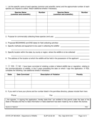 Form SLAP22.02/.84 Application for Commercial Collection of Unprotected Wildlife - Nevada, Page 2