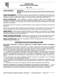 Instructions for Form SLAP22.97 Wildlife Importation Permit Application - Nevada