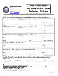 Annual or Amended List and State Business License Application - Nevada, Page 2