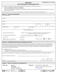 Document preview: Agriinvest New Participant Pin Request Form - Canada
