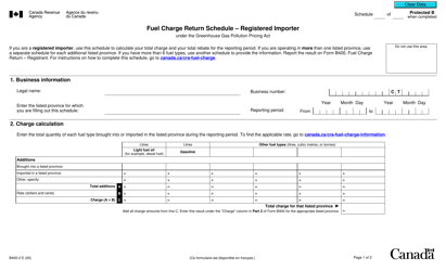 Form B400-2 Fuel Charge Return Schedule - Registered Importer Under the Greenhouse Gas Pollution Pricing Act - Canada
