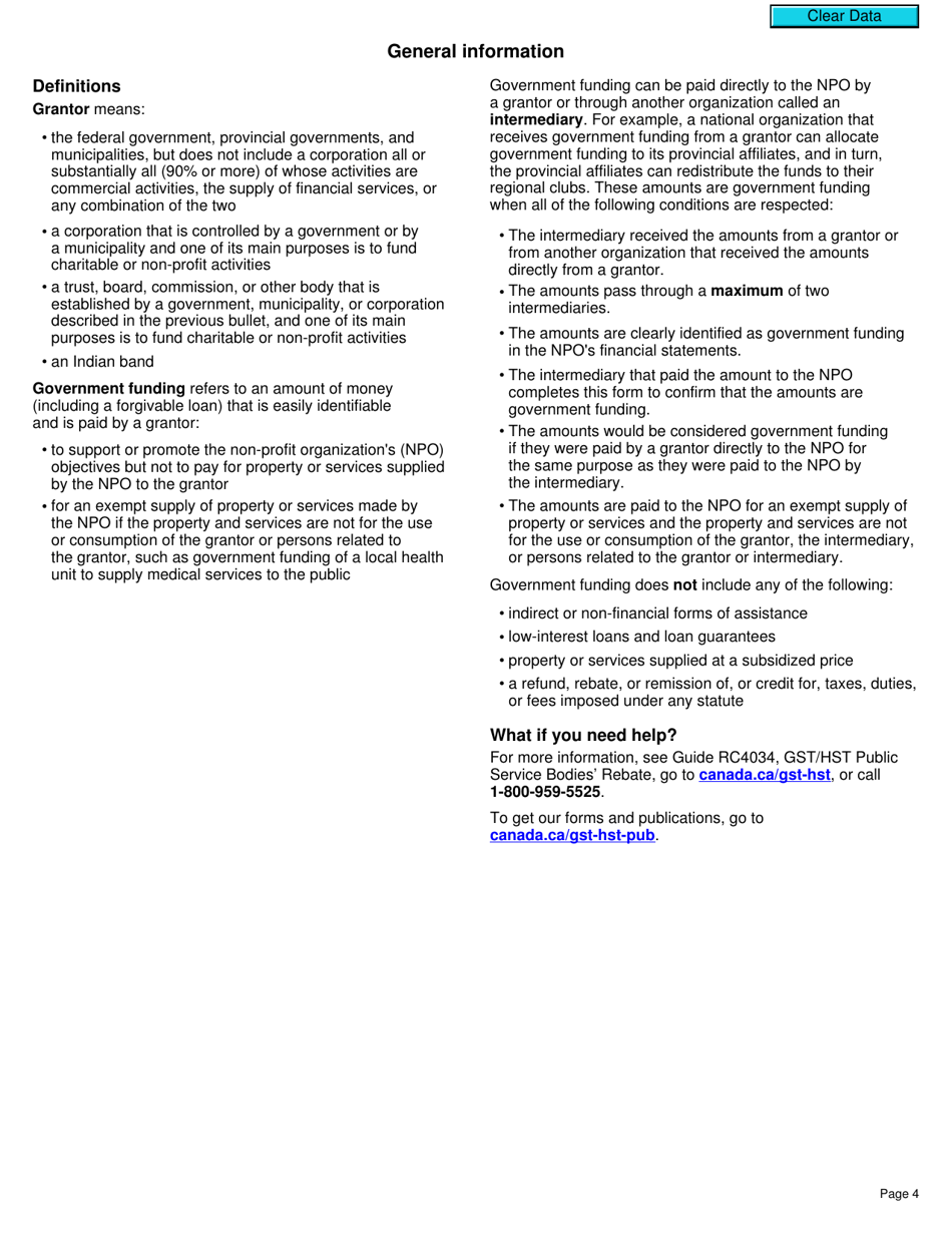 Form GST322 Certificate of Government Funding - Canada, Page 4