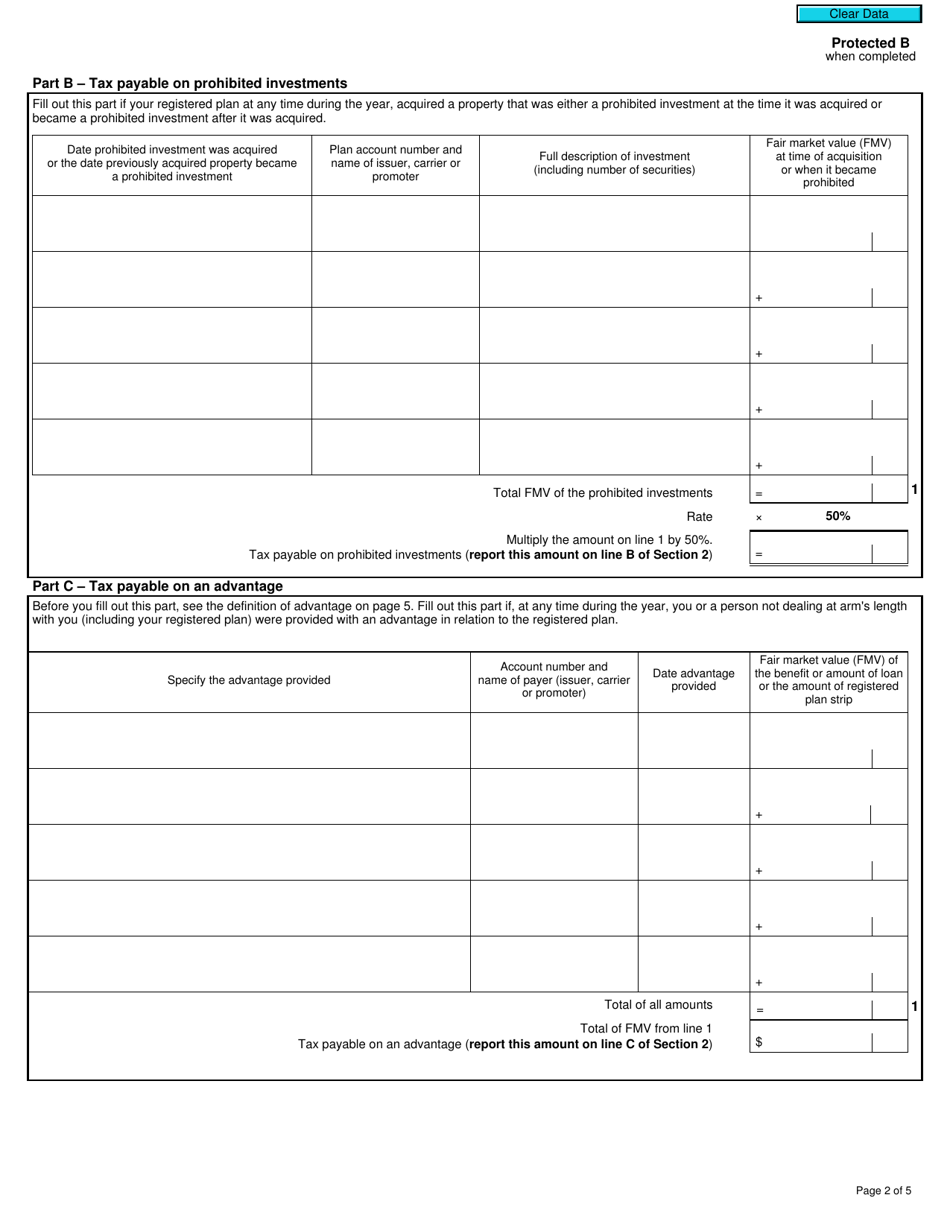 Form RC339 Individual Return for Certain Taxes for Rrsps, Rrifs, Resps or Rdsps - Canada, Page 2