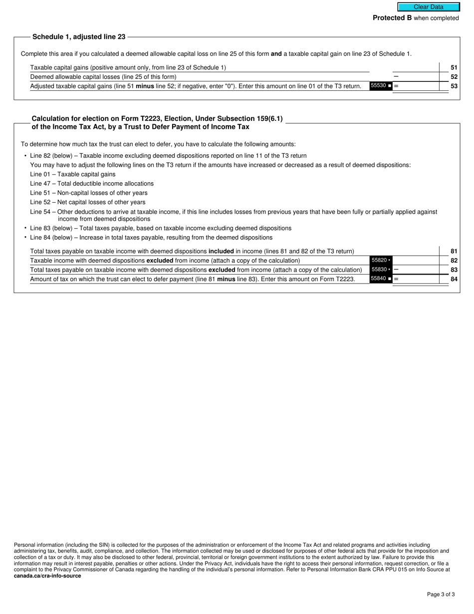 Form T1055 Summary of Deemed Dispositions (2002 and Later Tax Years) - Canada, Page 3