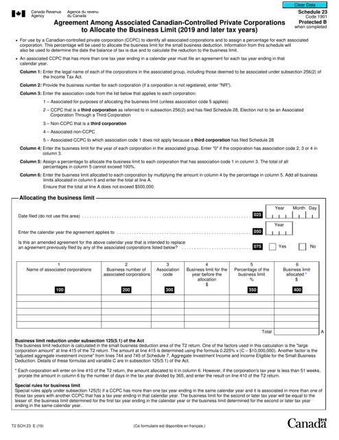 Form T2SCH23 Schedule 23  Printable Pdf