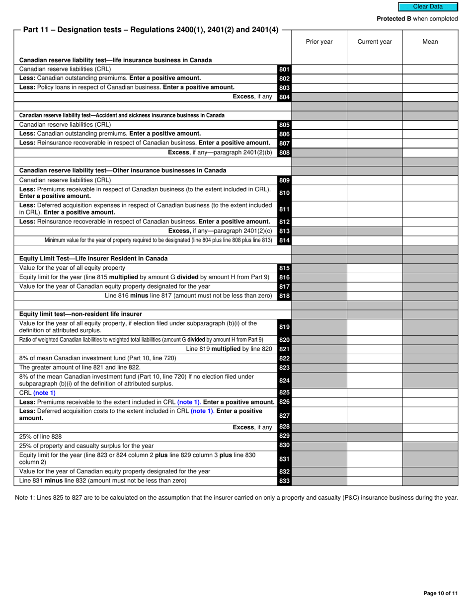 Form T2SCH150 Schedule 150 Net Income (Loss) for Income Tax Purposes for Life Insurance Companies (For Tax Years Beginning After October 31, 2011) - Canada, Page 10