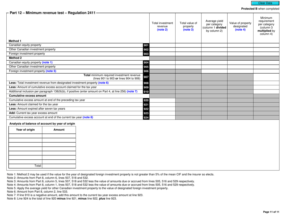 Form T2SCH150 Schedule 150 Net Income (Loss) for Income Tax Purposes for Life Insurance Companies (For Tax Years Beginning After October 31, 2011) - Canada, Page 11