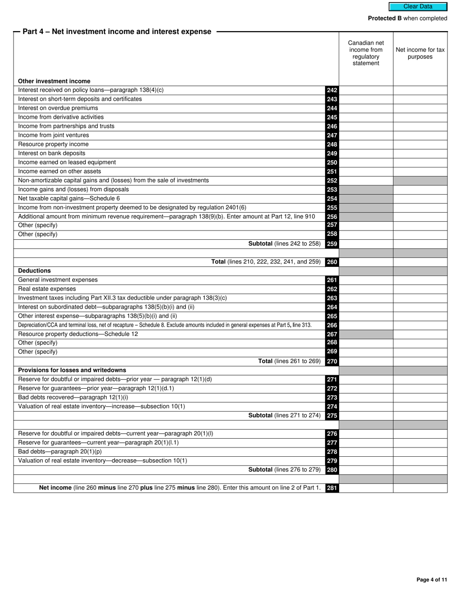 Form T2SCH150 Schedule 150 Net Income (Loss) for Income Tax Purposes for Life Insurance Companies (For Tax Years Beginning After October 31, 2011) - Canada, Page 4