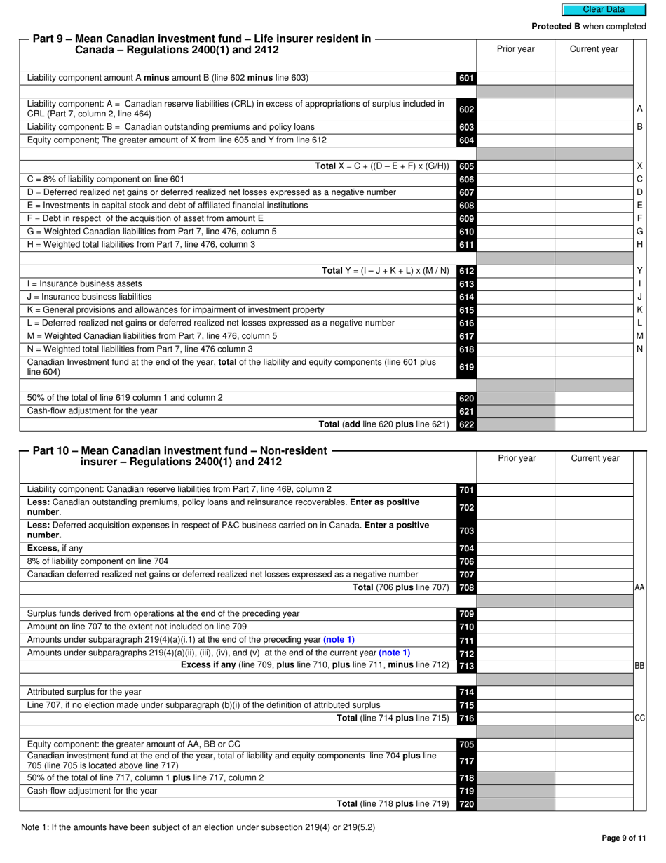 Form T2SCH150 Schedule 150 Net Income (Loss) for Income Tax Purposes for Life Insurance Companies (For Tax Years Beginning After October 31, 2011) - Canada, Page 9