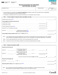 Document preview: Form T2SCH481 Schedule 481 Nunavut Corporation Tax Calculation - Nunavut, Canada, 2019