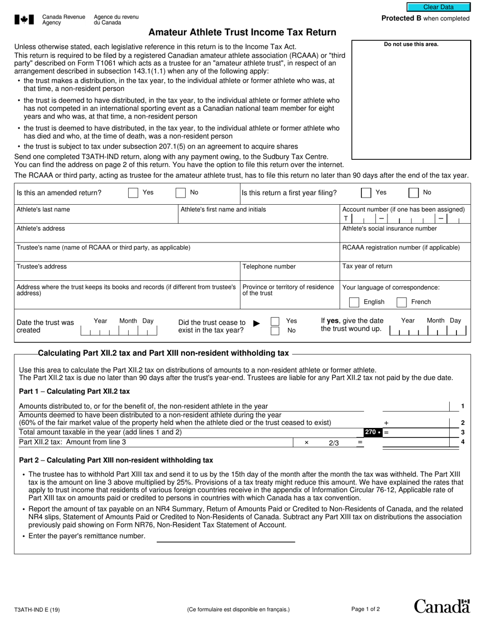 Form T3ATHIND Fill Out, Sign Online and Download Fillable PDF