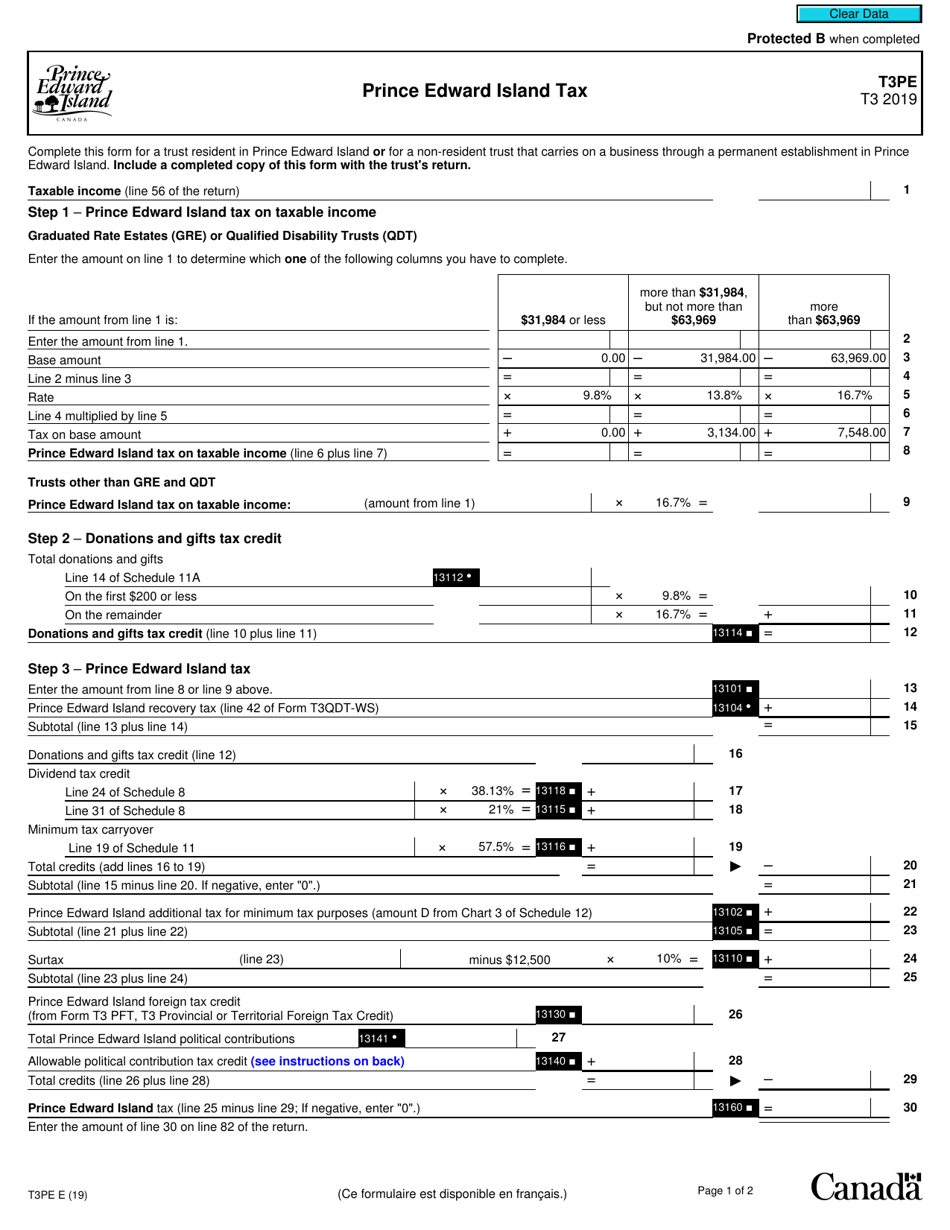 Form T3PE Download Fillable PDF or Fill Online Prince Edward Island Tax