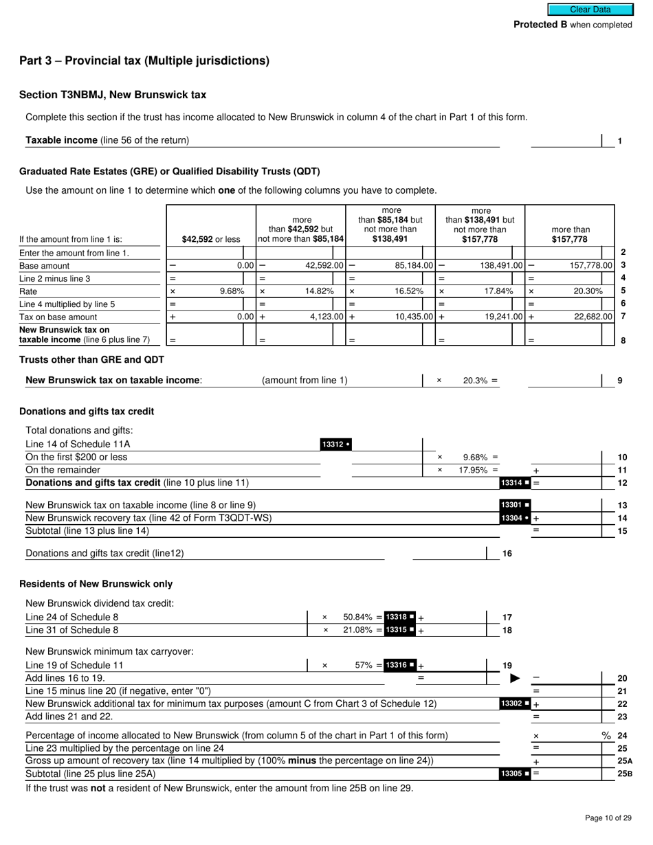 Form T3MJ T3 Provincial and Territorial Taxes for 2019 - Multiple Jurisdictions - Canada, Page 10