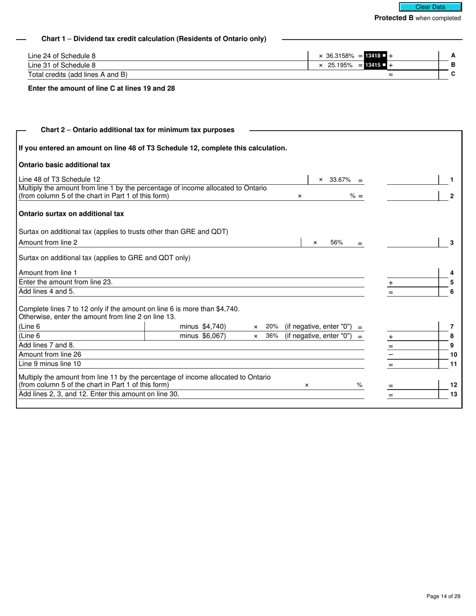Form T3MJ T3 Provincial and Territorial Taxes for 2019 - Multiple Jurisdictions - Canada, Page 14