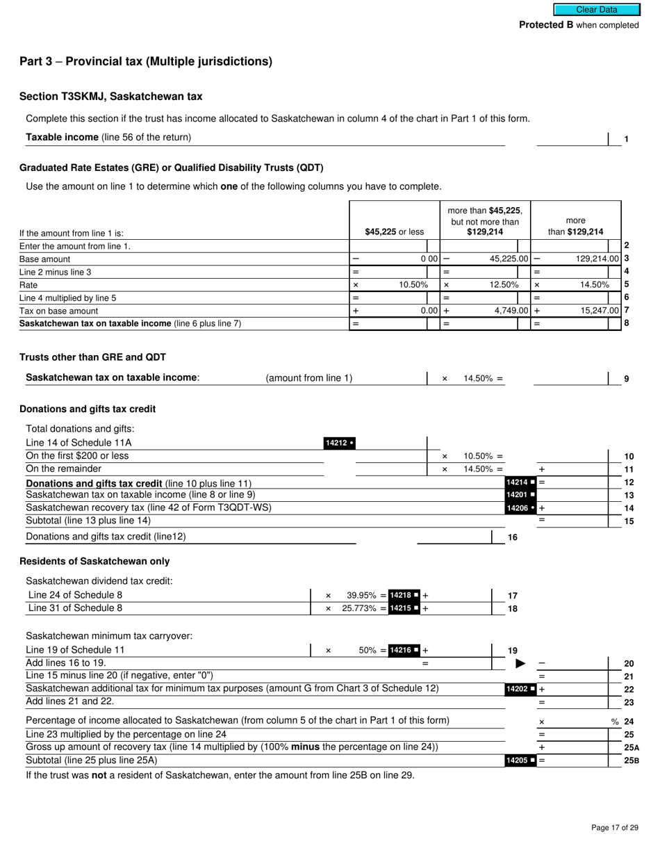 Form T3MJ T3 Provincial and Territorial Taxes for 2019 - Multiple Jurisdictions - Canada, Page 17