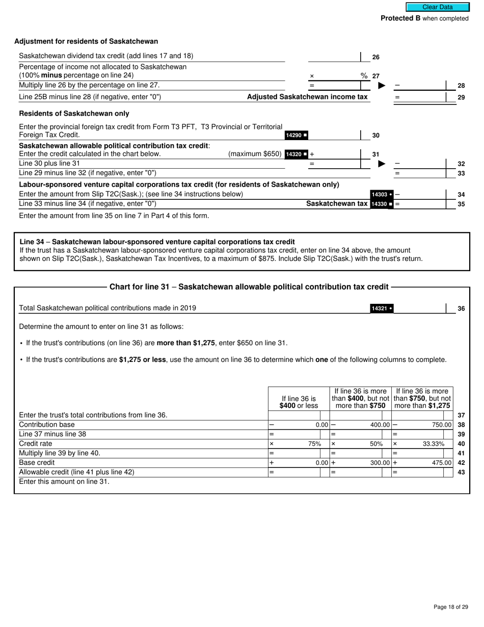 Form T3MJ T3 Provincial and Territorial Taxes for 2019 - Multiple Jurisdictions - Canada, Page 18