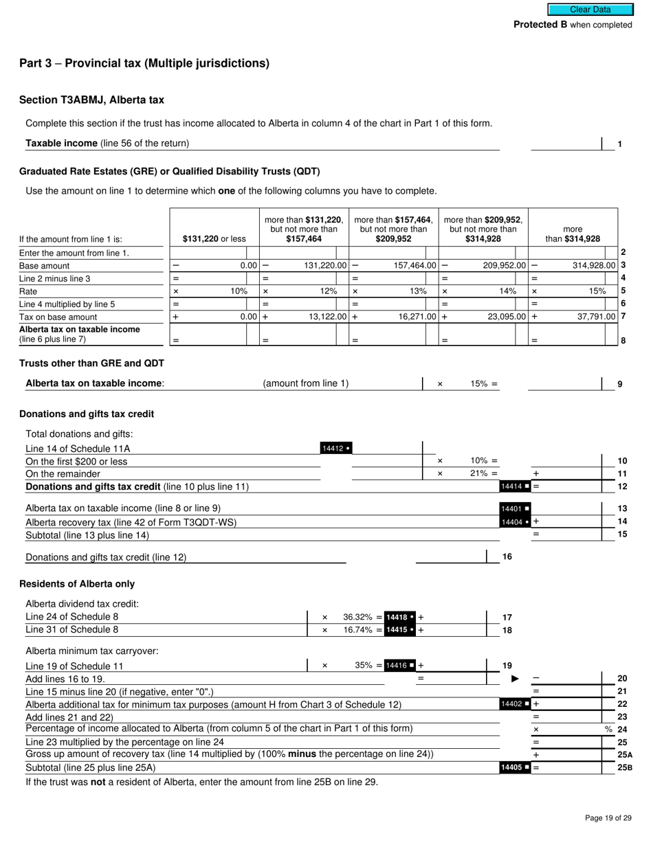 Form T3MJ T3 Provincial and Territorial Taxes for 2019 - Multiple Jurisdictions - Canada, Page 19