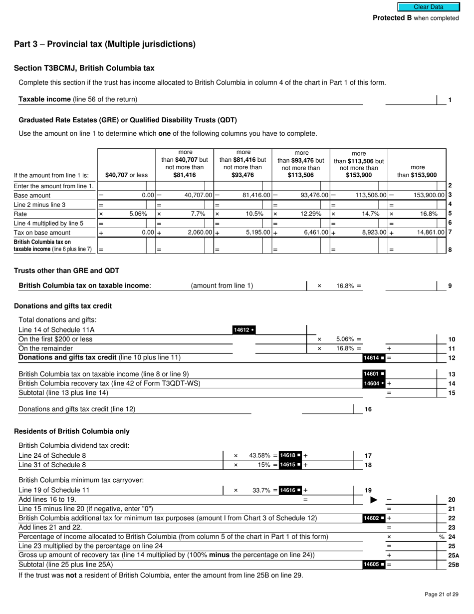 Form T3MJ T3 Provincial and Territorial Taxes for 2019 - Multiple Jurisdictions - Canada, Page 21