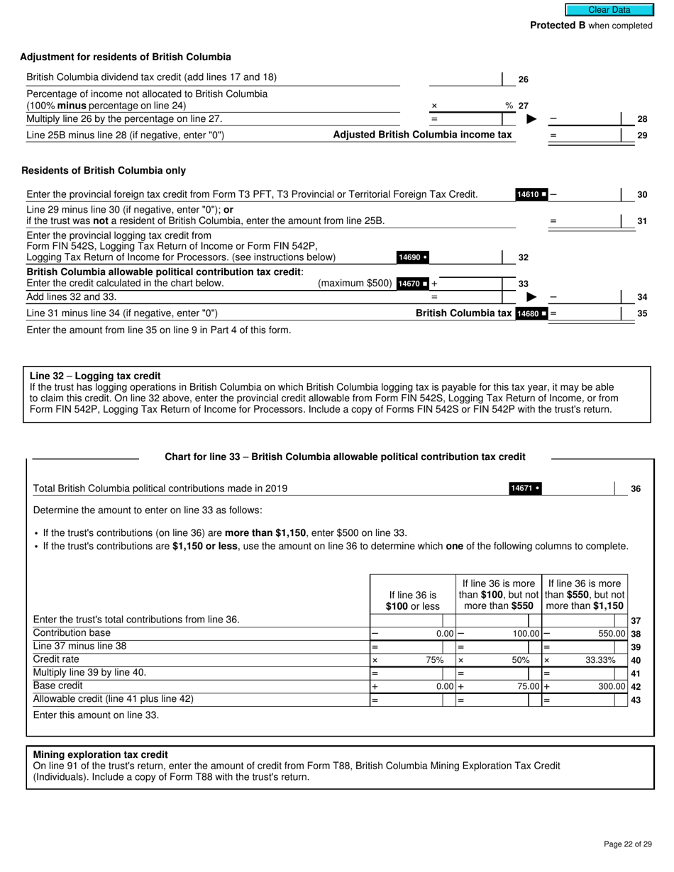 Form T3MJ T3 Provincial and Territorial Taxes for 2019 - Multiple Jurisdictions - Canada, Page 22
