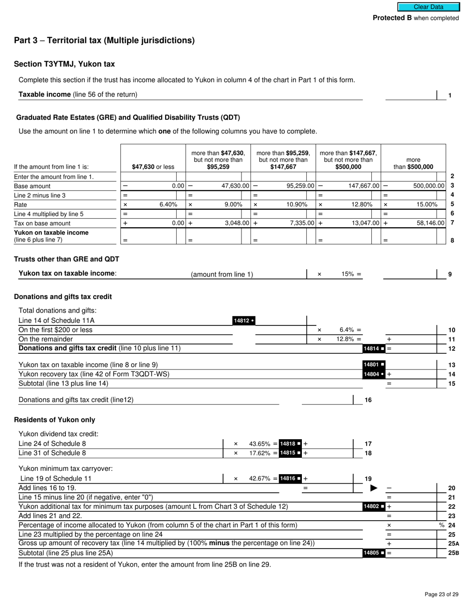 Form T3MJ T3 Provincial and Territorial Taxes for 2019 - Multiple Jurisdictions - Canada, Page 23