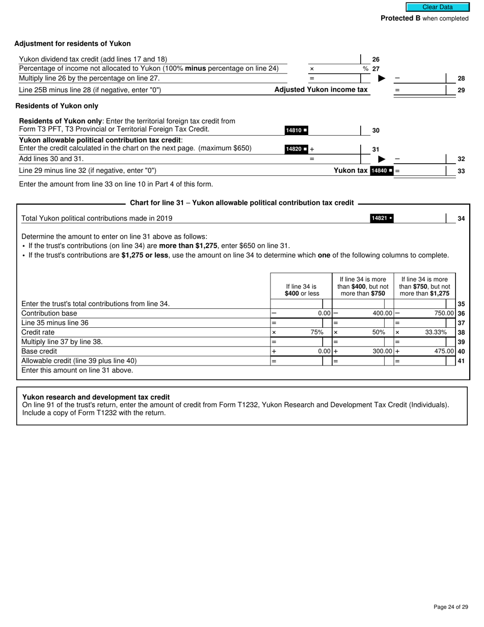 Form T3MJ T3 Provincial and Territorial Taxes for 2019 - Multiple Jurisdictions - Canada, Page 24
