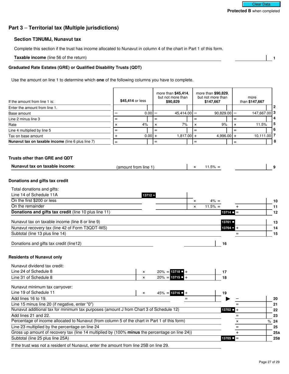 Form T3MJ T3 Provincial and Territorial Taxes for 2019 - Multiple Jurisdictions - Canada, Page 27
