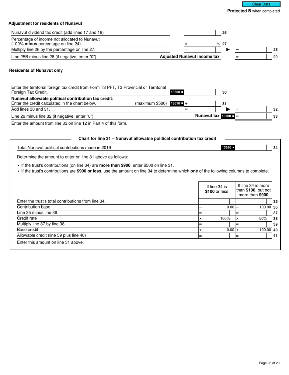 Form T3MJ T3 Provincial and Territorial Taxes for 2019 - Multiple Jurisdictions - Canada, Page 28