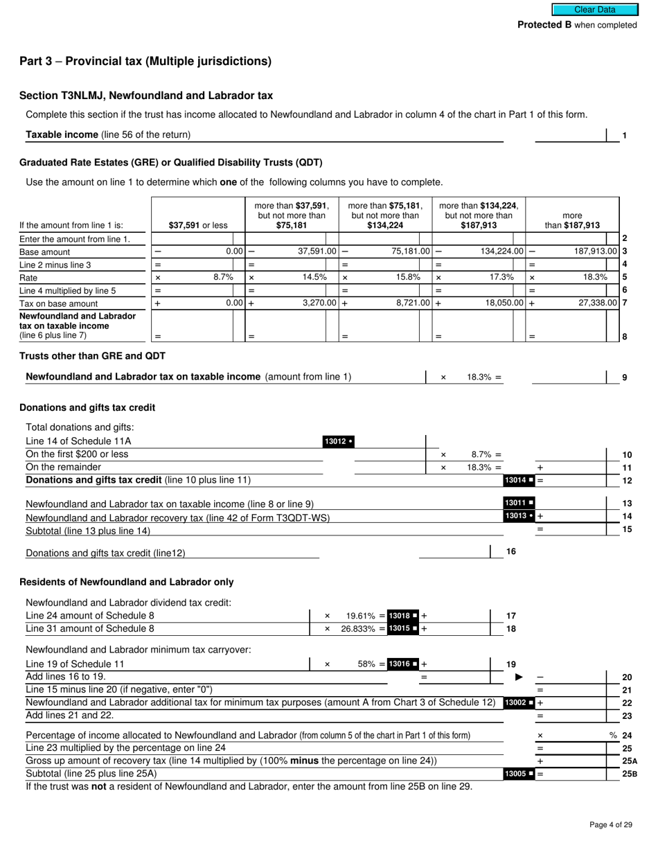 Form T3MJ T3 Provincial and Territorial Taxes for 2019 - Multiple Jurisdictions - Canada, Page 4