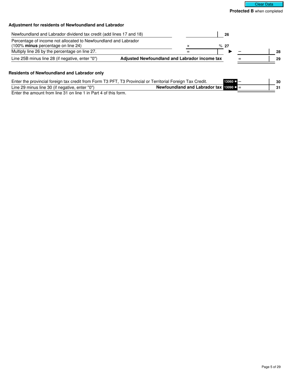 Form T3MJ T3 Provincial and Territorial Taxes for 2019 - Multiple Jurisdictions - Canada, Page 5