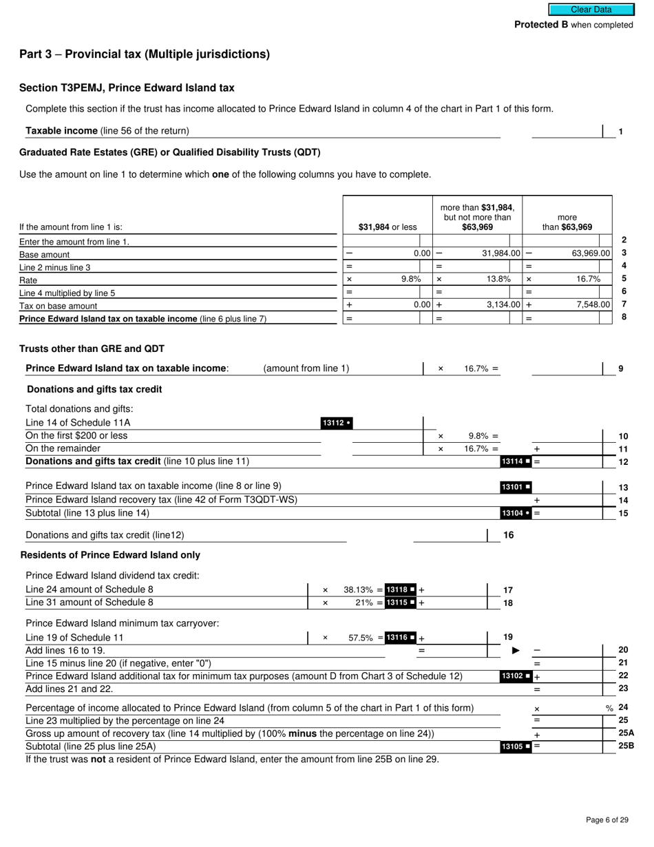 Form T3MJ T3 Provincial and Territorial Taxes for 2019 - Multiple Jurisdictions - Canada, Page 6