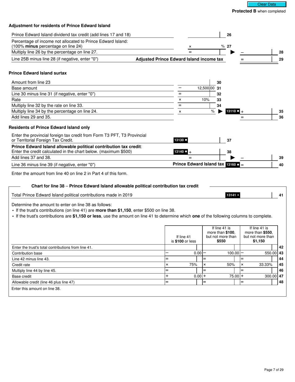 Form T3MJ T3 Provincial and Territorial Taxes for 2019 - Multiple Jurisdictions - Canada, Page 7