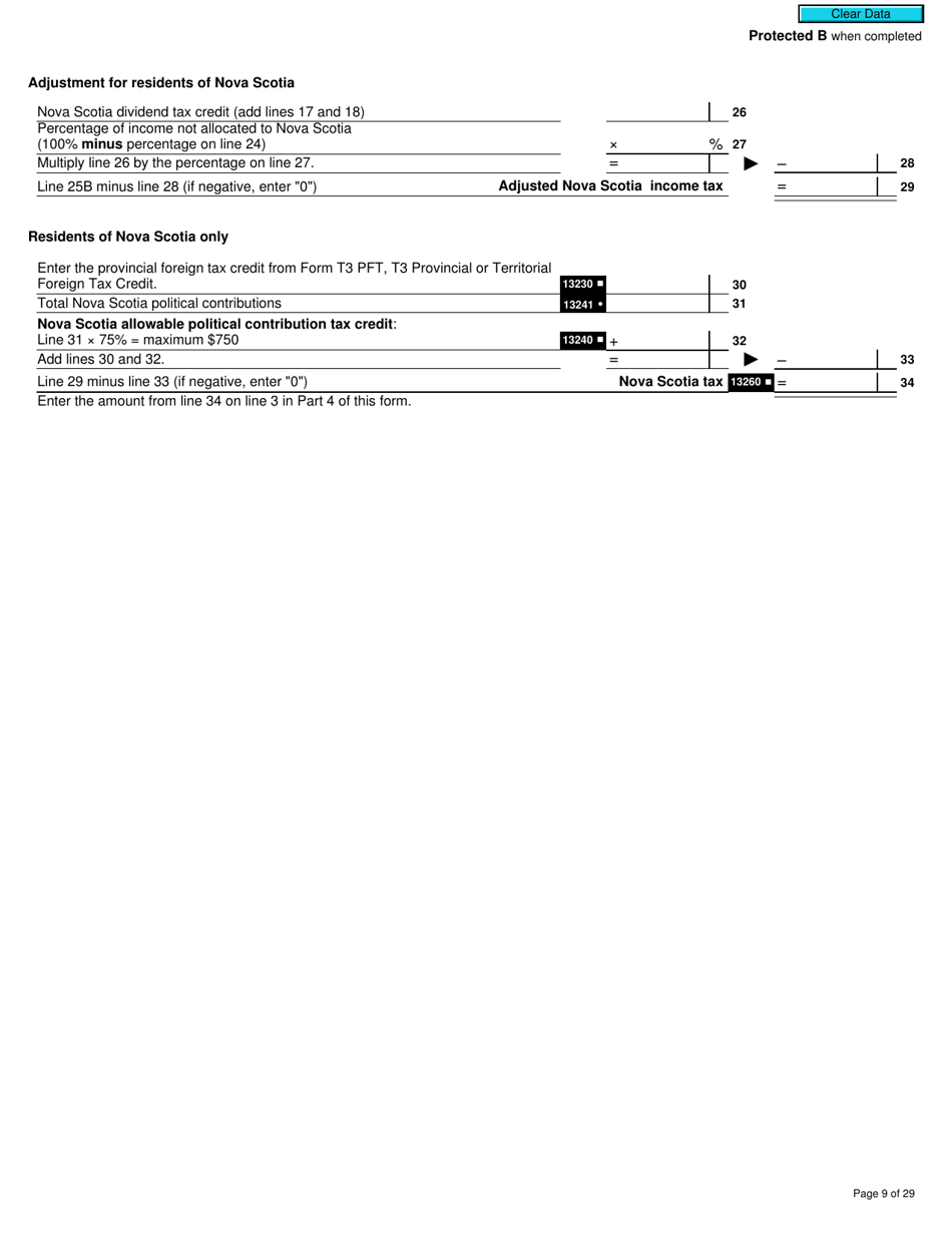 Form T3MJ T3 Provincial and Territorial Taxes for 2019 - Multiple Jurisdictions - Canada, Page 9